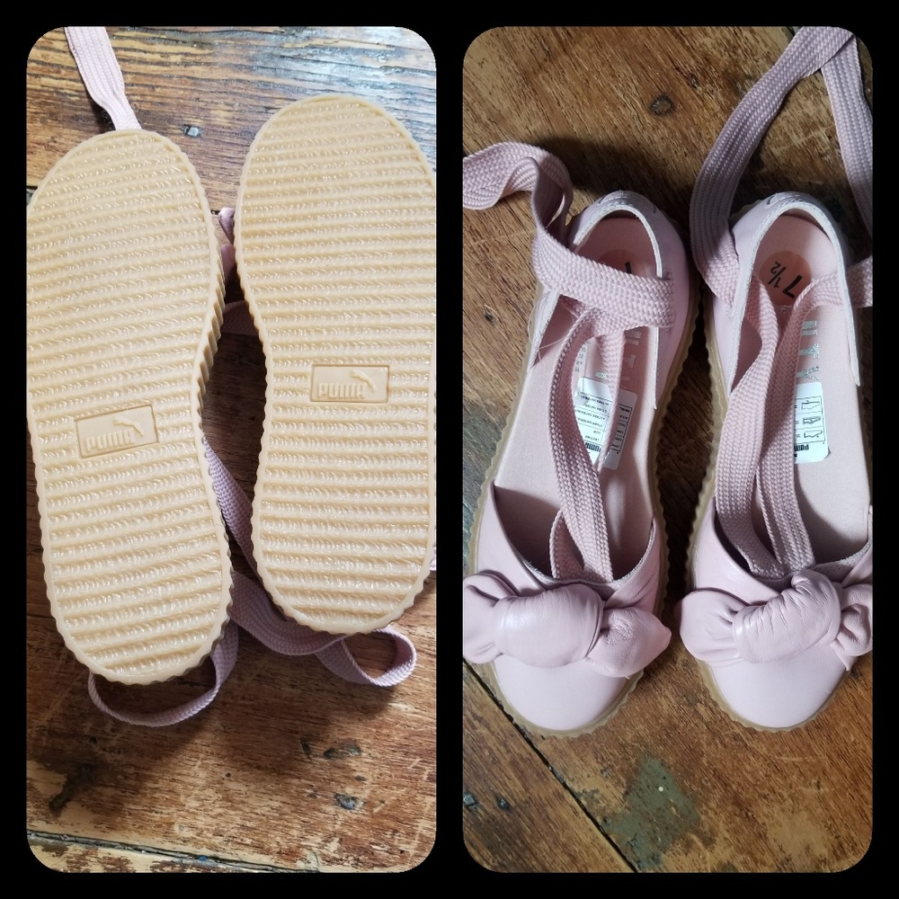 🆕️ Fenty Puma Creeper bow Ankle Tie platform flatform Sandal shoes Rhianna Boho - Picture 6 of 8